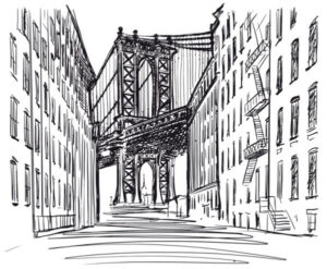 New York bridge, sketch illustration.
By Tatiana on Adobe Stock